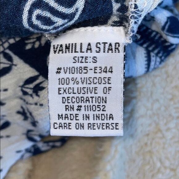 Vanilla Star blue and white paisley handkerchief print tank top | Sz S - Picture 6 of 7